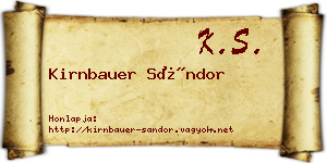 Kirnbauer Sándor névjegykártya