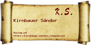 Kirnbauer Sándor névjegykártya