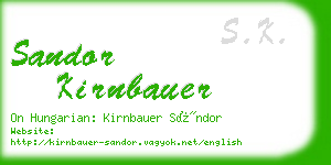 sandor kirnbauer business card
